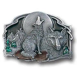 Howling Wolf Enameled Belt Buckle - Siskiyou Buckle