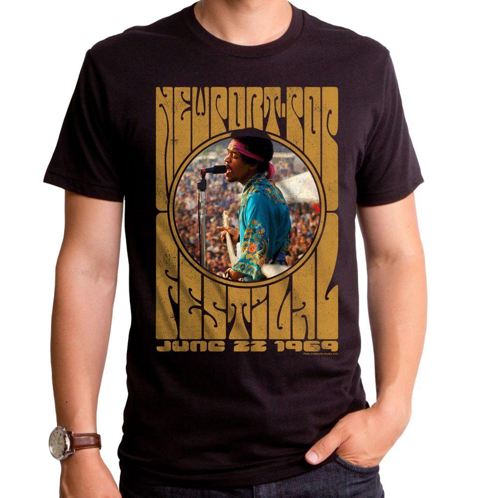 Jimi Hendrix Newport Pop Short-Sleeve Men's Crew - Flyclothing LLC