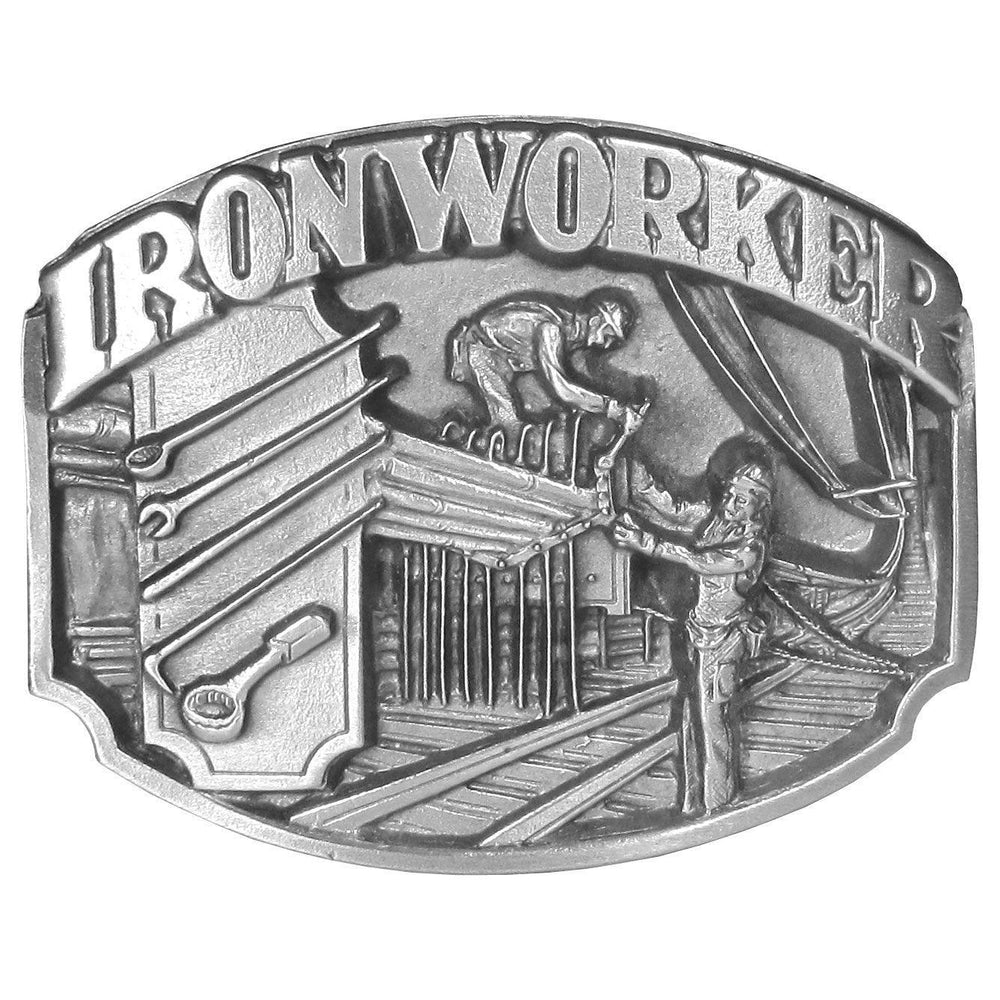 Iron Worker Antiqued Belt Buckle - Siskiyou Buckle
