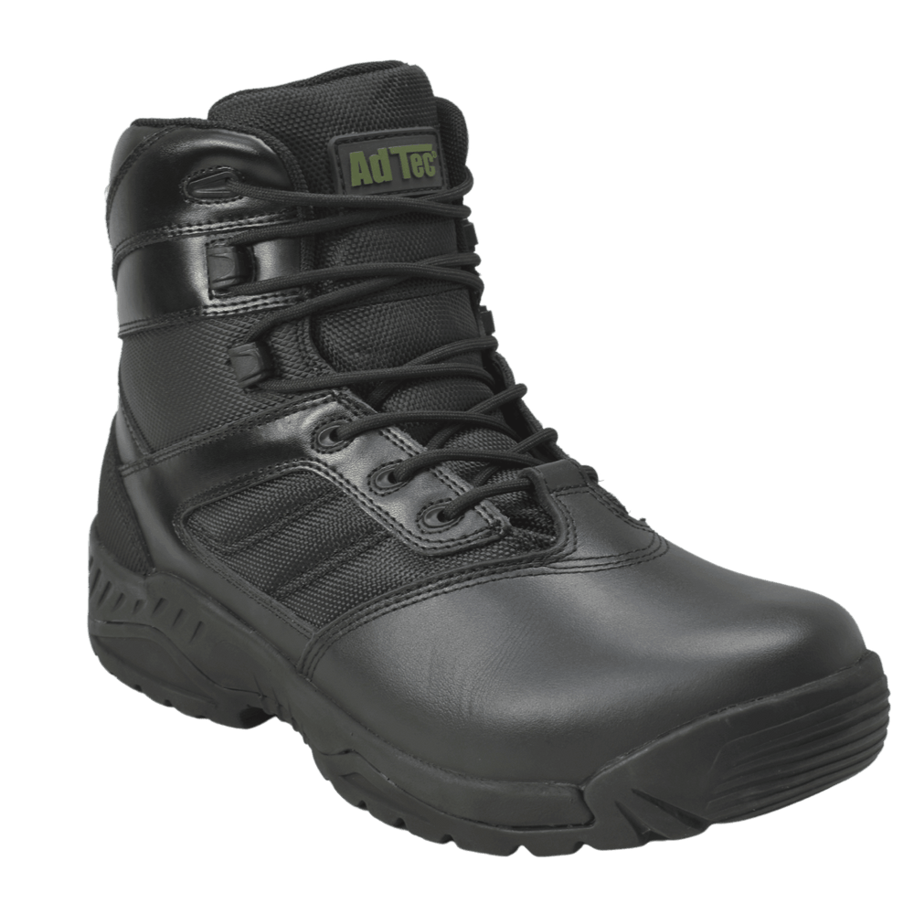 AdTec Men's 6"Full Grain Polishable Leather Side Zipper Waterproof Composite Toe Tactical Boot Black - AdTec