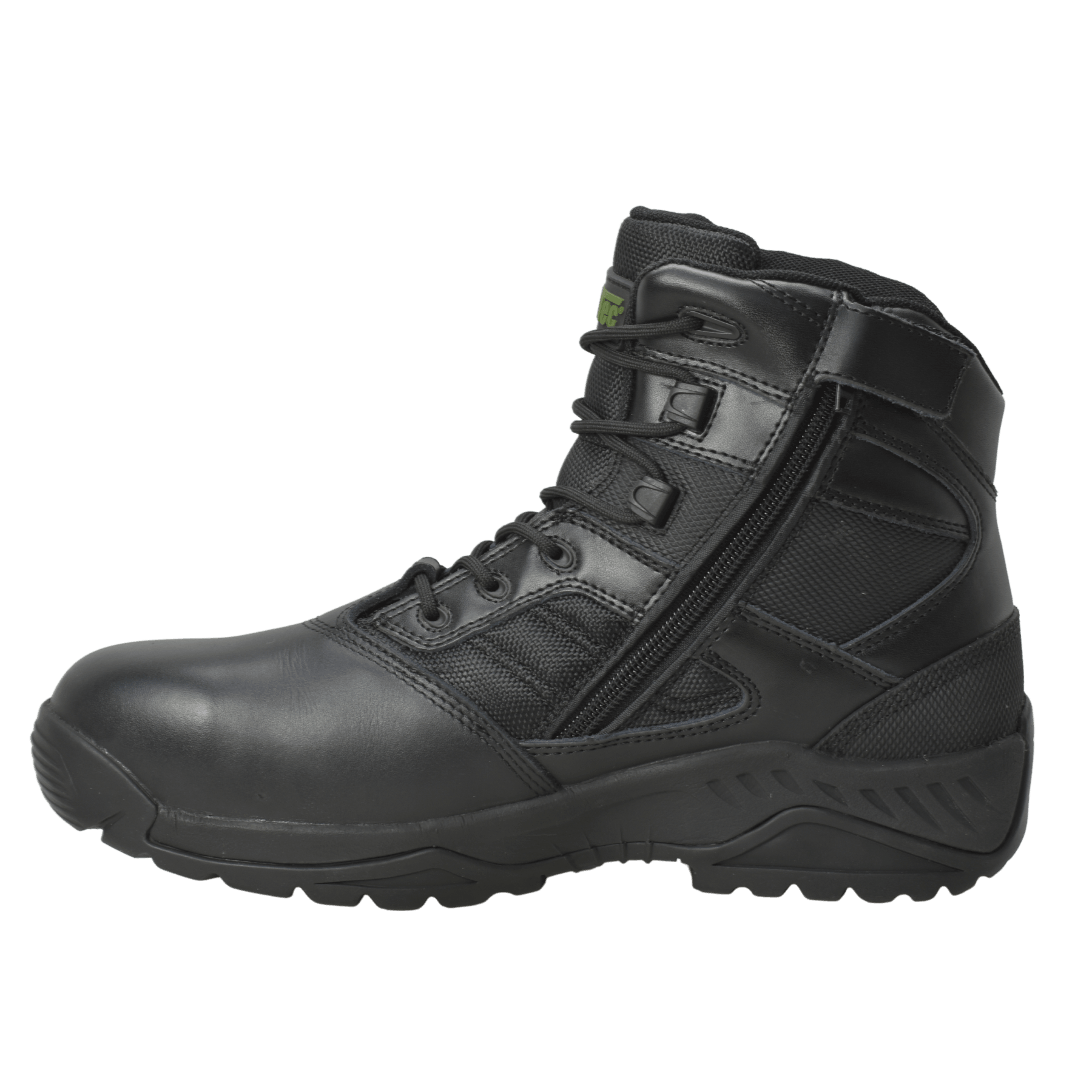AdTec Men's 6"Full Grain Polishable Leather Side Zipper Waterproof Composite Toe Tactical Boot Black - Flyclothing LLC