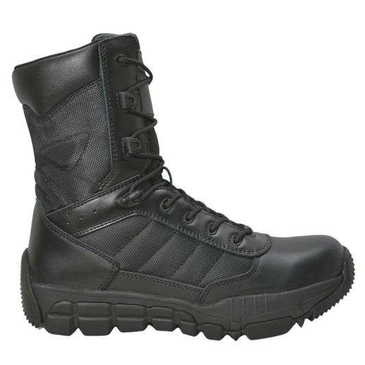 AdTec Men's 9" Full Grain Leather Side Zipper Waterproof Tactical Boot Black - Flyclothing LLC
