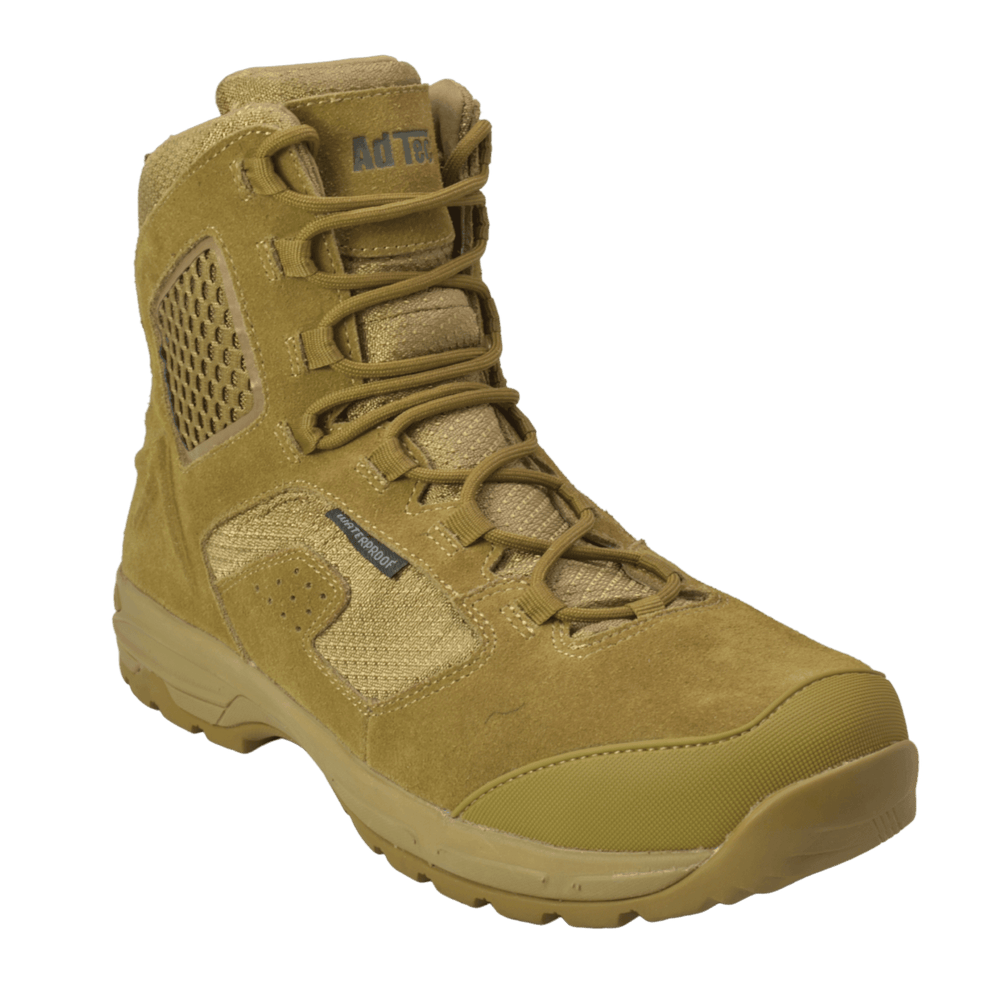 AdTec Men's 8" Suede Leather Side Zipper Waterproof Tactical Boot Coyote - AdTec