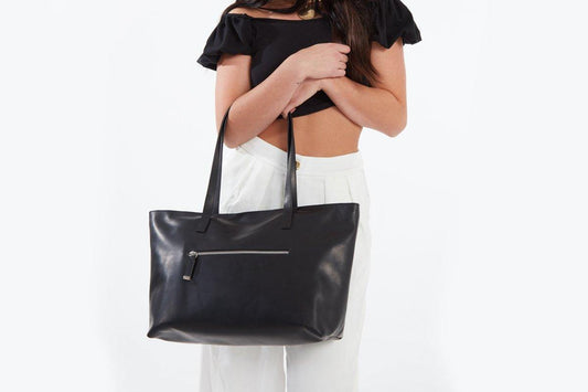 Kiko Leather Mid Zip Tote - Flyclothing LLC