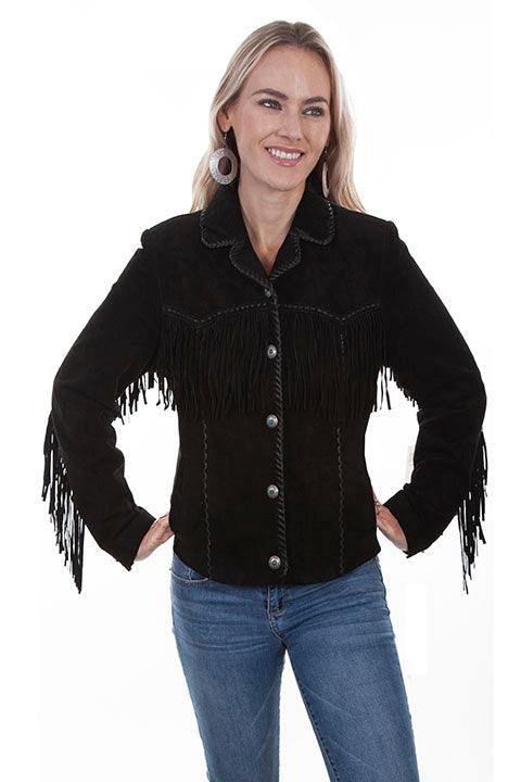 Scully BLACK BOAR SUEDE FRINGE/LACING JACKET - Scully Leather