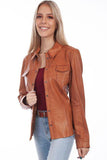 Scully COGNAC SOFT LAMB SNAP FRONT JACKET - Scully Leather