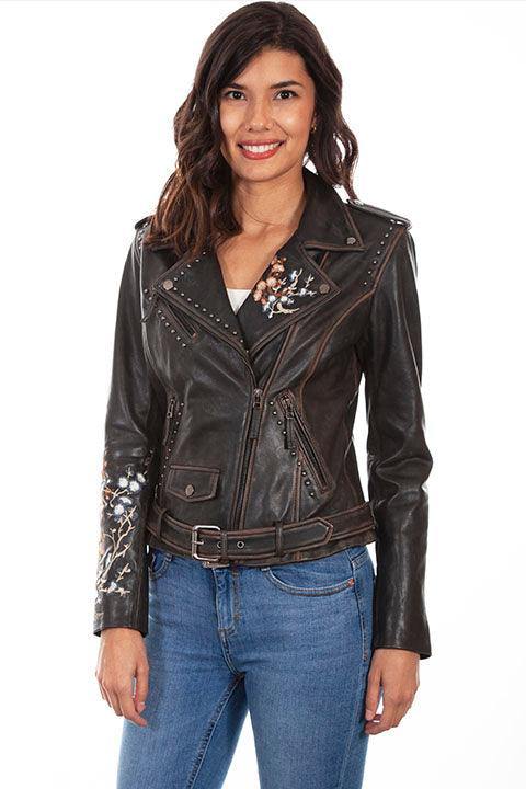 Scully BLACK FLORAL MC JACKET - Scully Leather