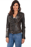 Scully BLACK FLORAL MC JACKET - Scully Leather