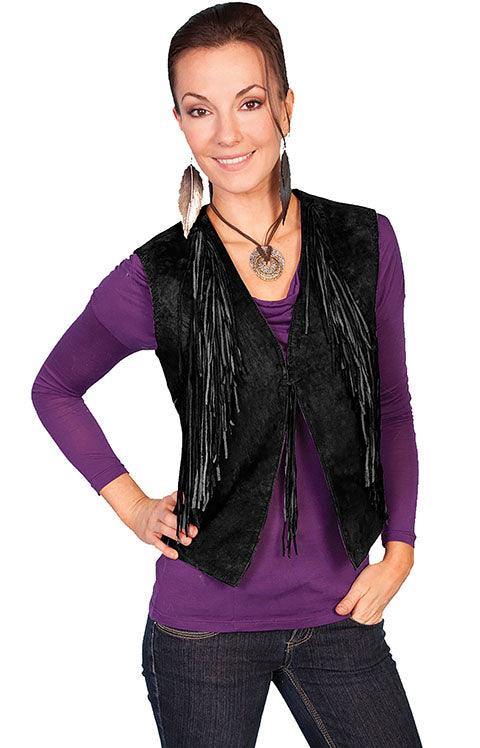 Scully BLACK BOAR SUEDE FRINGE VEST - Scully Leather