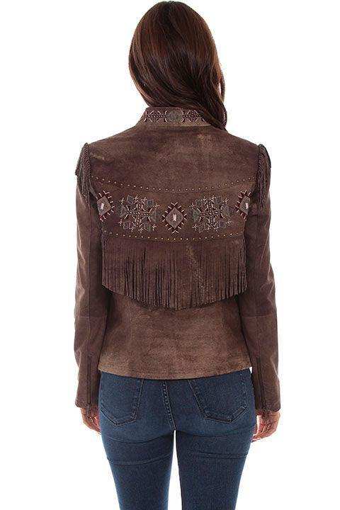 Scully CHOCOLATE BEADED/FRINGE JACKET - Scully Leather - Flyclothing LLC