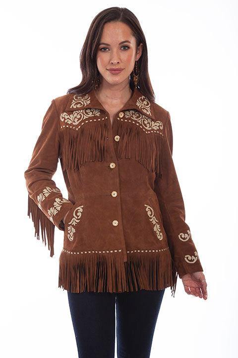 Scully CINNAMON FRINGE/EMBRO JACKET - Scully Leather