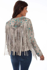 Scully Leather Womens Creme Vintage Fringed Beaded Jacket - Scully Leather - Flyclothing LLC