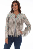 Scully Leather Womens Creme Vintage Fringed Beaded Jacket - Scully Leather