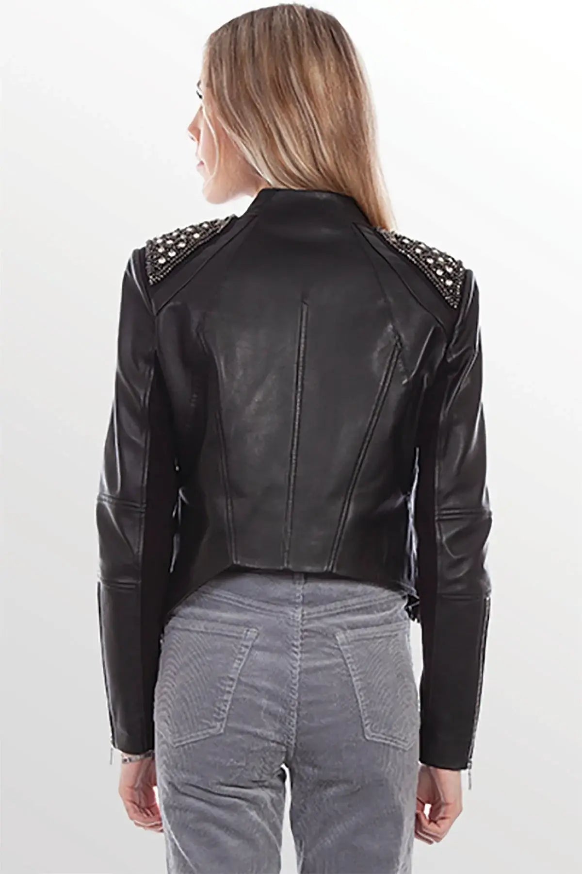 Scully BLACK LAMB FRINGE STUDDED JACKET - Scully Leather - Flyclothing LLC