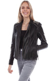 Scully BLACK LAMB FRINGE STUDDED JACKET - Scully Leather