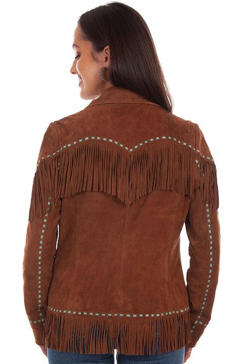 Scully Leather Brown Lamb Suede Embroidered Ladies Jacket - Flyclothing LLC