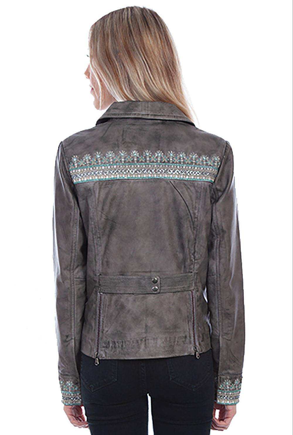 Scully Beaded Gray Womens Jacket - Scully Leather - Flyclothing LLC