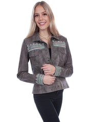 Scully Beaded Gray Womens Jacket - Scully Leather