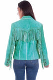 Scully Leather 100% Leather Turquoise Fringe/Lacing Jacket - Scully Leather