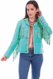 Scully Leather 100% Leather Turquoise Fringe/Lacing Jacket - Scully Leather