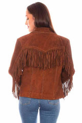 Scully Leather 100% Leather Cafe Brown Fringe/Lacing Jacket - Scully Leather - Flyclothing LLC