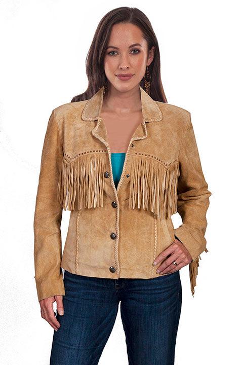 Scully Leather 100% Leather Old Rust Fringe/Lacing Jacket - Flyclothing LLC