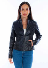 Scully Leather Leatherwear Womens Black Lamb Ladies Zip Front Jacket - Scully Leather - Flyclothing LLC