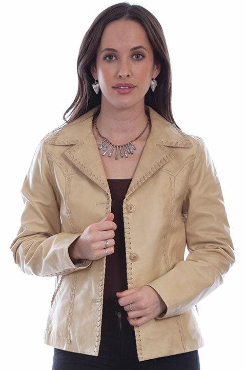 Scully Leather Leatherwear Womens Cream Ladies Jacket - Scully Leather