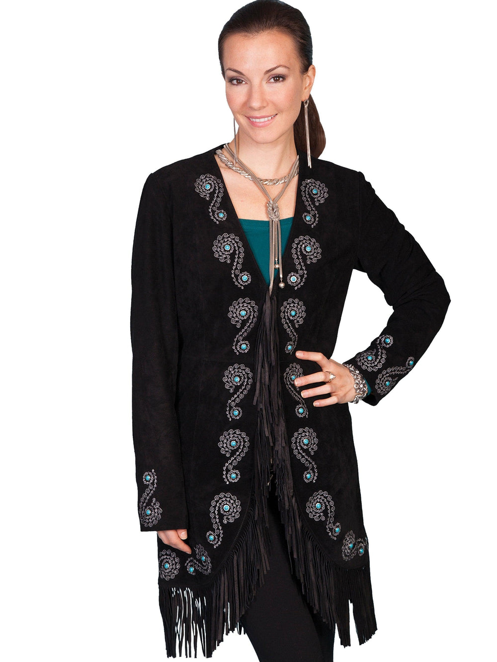 Scully BLACK BOAR SUEDE LADIES COAT - Scully Leather