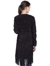 Scully BLACK BOAR SUEDE FRINGE LONG COAT - Scully Leather - Flyclothing LLC