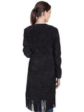 Scully BLACK BOAR SUEDE FRINGE LONG COAT - Scully Leather