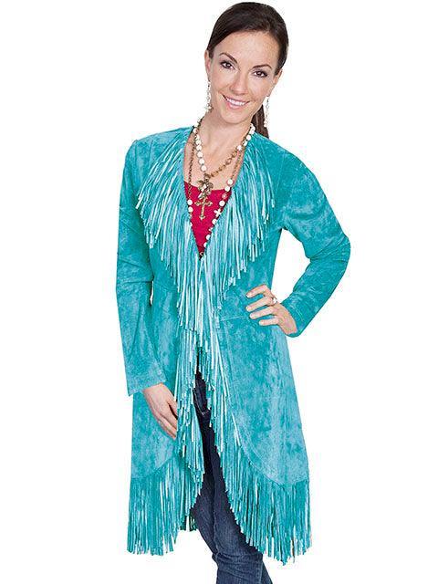 Scully DK TURQ FRINGE LONG COAT - Scully Leather