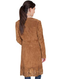 Scully CINNAMON BOAR SUEDE FRINGE LONG COAT - Scully Leather
