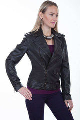 Scully BLACK LAMB Studded motorcycle jacket - Scully Leather - Flyclothing LLC