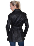 Scully BLACK BELTED THIGH LENGTH COAT - Scully Leather