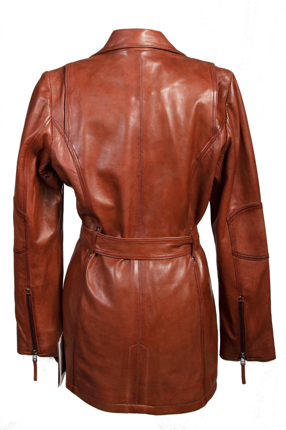 Scully BROWN BELTED THIGH LENGTH COAT - Scully Leather - Flyclothing LLC