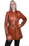 Scully BROWN BELTED THIGH LENGTH COAT - Scully Leather