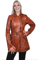 Scully BROWN BELTED THIGH LENGTH COAT - Flyclothing LLC