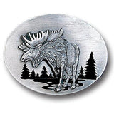 Moose in River Enameled Belt Buckle - Siskiyou Buckle