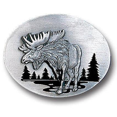 Moose in River Enameled Belt Buckle - Flyclothing LLC