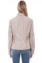 Scully Leather 100% Leather Beige Zip Front Jacket - Flyclothing LLC