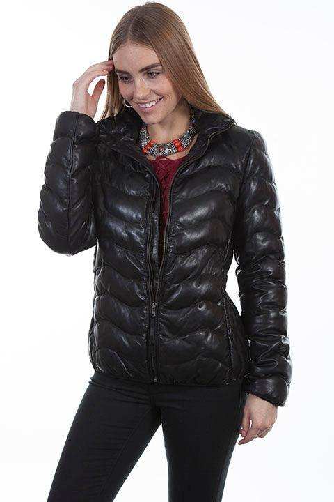 Scully Leather Black Ribbed Womens Jacket - Scully Leather