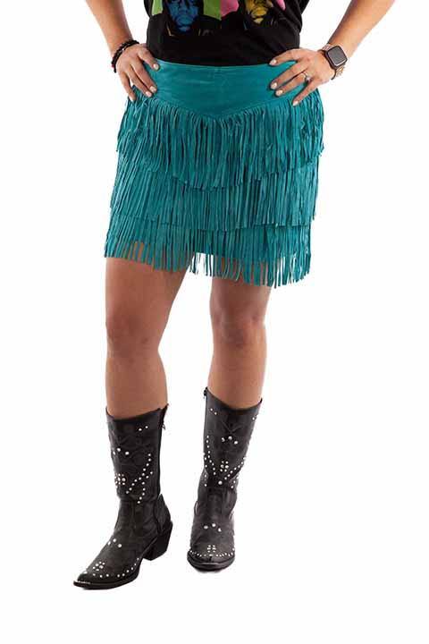 Scully Leather Turquoise Ladies Fringe Skirt - Flyclothing LLC