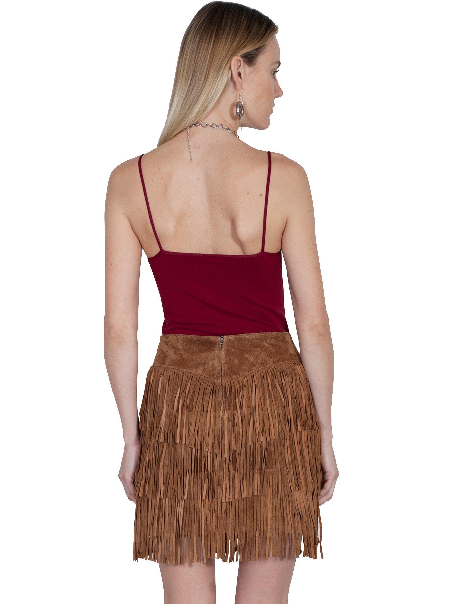 Scully CINNAMON BOAR SUEDE LADIES FRINGE SKIRT - Flyclothing LLC