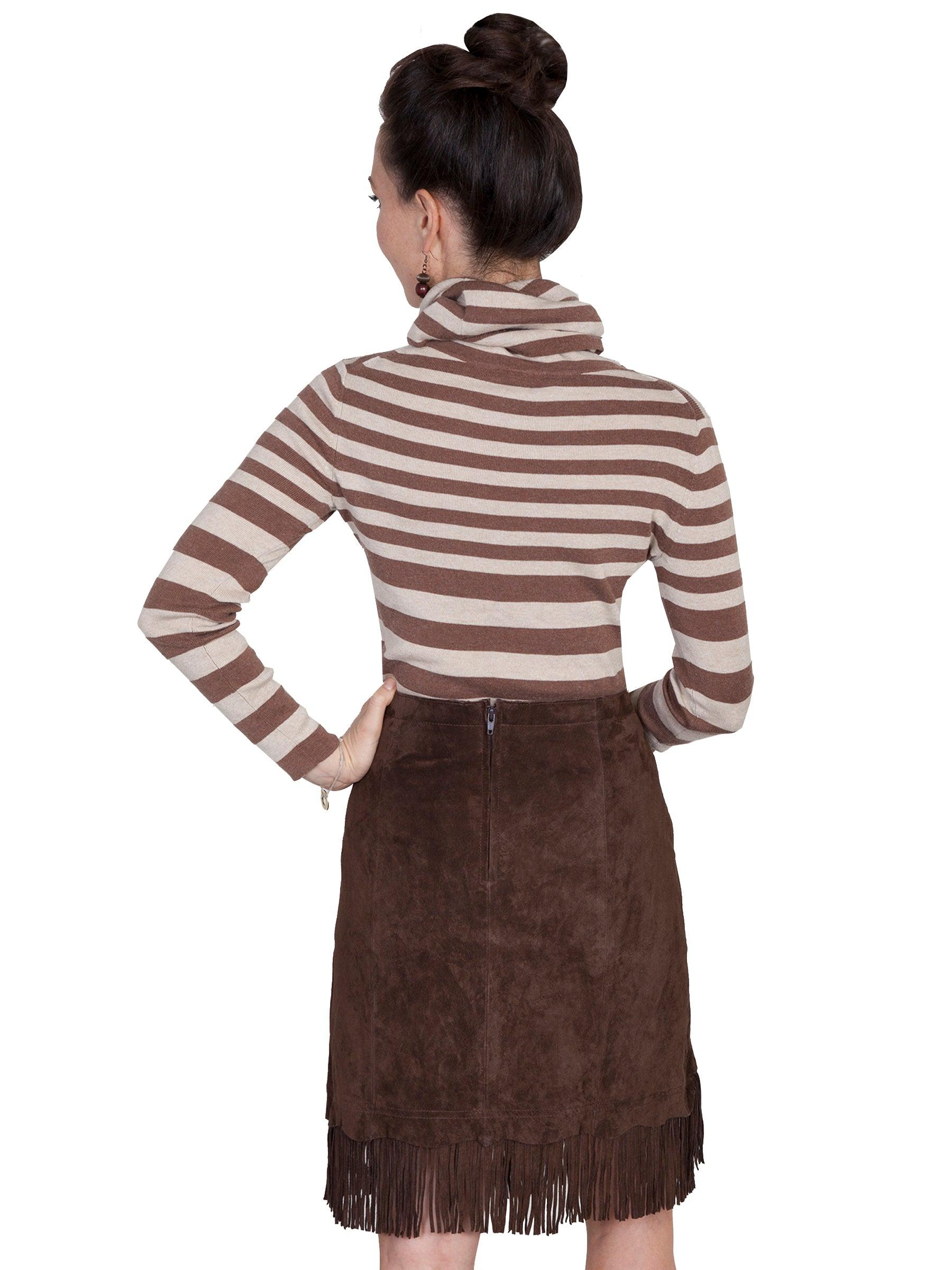 Scully Leather Expresso Boar Suede Fringe Skirt Women Skirt - Flyclothing LLC