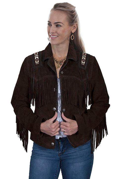Scully EXPRESSO BOAR SUEDE BEADED/FRINGE JKT - Scully Leather - Flyclothing LLC