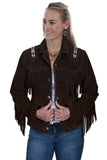 Scully EXPRESSO BOAR SUEDE BEADED/FRINGE JKT - Scully Leather