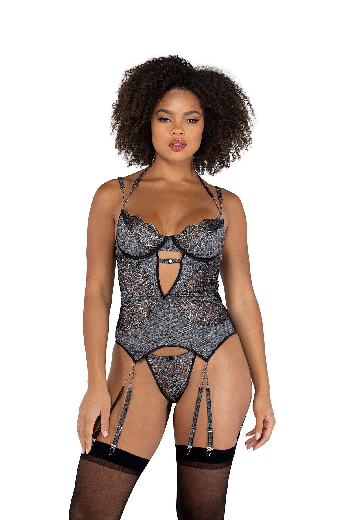 Roma Costume 2PC Sparkle Chained Bustier Set - Flyclothing LLC