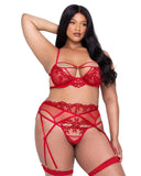 Roma Costume LI637 Rouge Bow 3-Piece Garter Short Set - Roma Costume