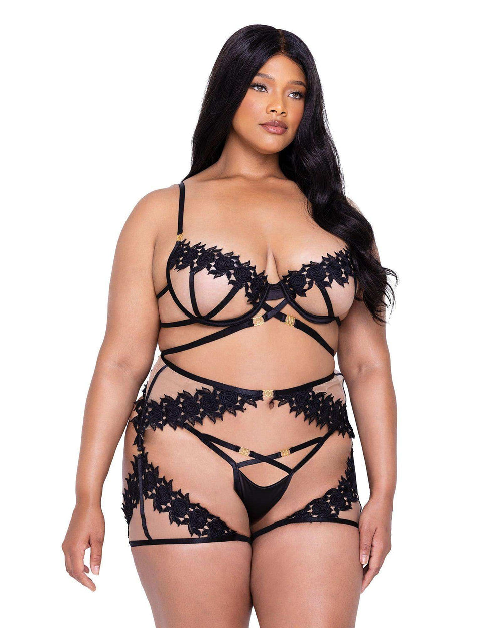 Roma Costume LI647 Ebony Rose 3-Piece Chaps Set - Roma Costume - Flyclothing LLC